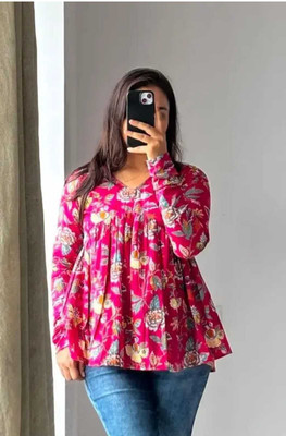 avick Casual Printed Women Pink Top