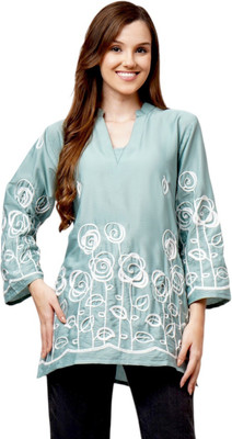 ANBA Casual Printed Women Light Blue Top