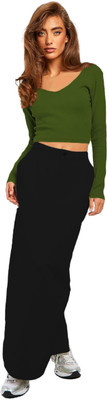 THE BLAZZE Casual Solid Women Dark Green Top