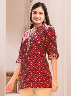 F Plus fashion Casual Printed Women Red Top