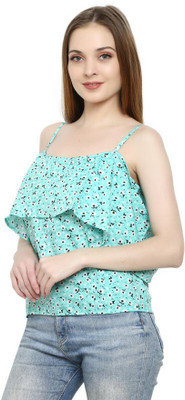StyloQueen Casual Floral Print Women Green Top