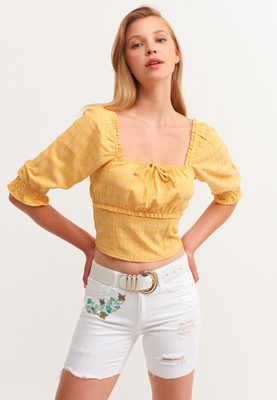 I Saw It First Casual Solid Women Yellow Top