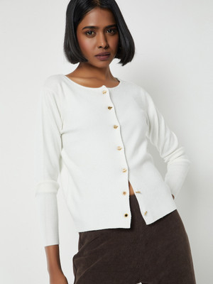MAX Casual Self Design Women Beige Top
