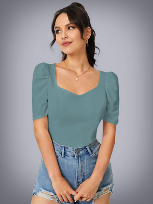 Kashonaa Casual Solid Women Light Green Top