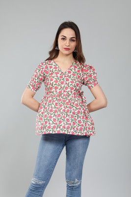 STYLEOCEAN Casual Printed Women Pink Top