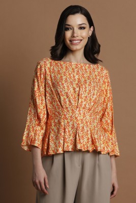 Allen Solly Casual Printed Women Orange Top