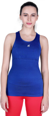 Laasa Sports Casual Solid Women Dark Blue Top