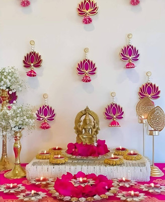 Jack Lawrence Lotus Decoration for home/office/temple/ganesha festive (Pack of 6) Toran(MDF, Velvet)