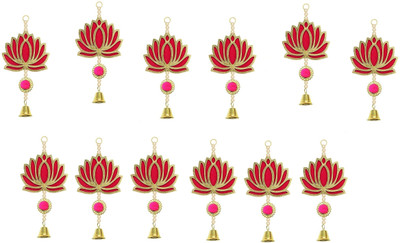 Garysee Home Decor and Festive Decorations Toran Lotus Wall Hanging with Bells - 12pc Toran(MDF)