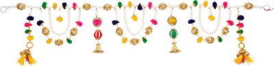 narya traditional Decorative Toran Multicolour Pom Pom Strings with Golden Beads Toran(Plastic)