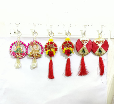 Ritya Creation Laxmi Ganesh Shubh-Labh Hanging/Latka Different Designs for Diwali Decoration Toran(wood)