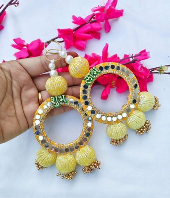 SellPlus Decorative Gota Ball Shubh_Labh Mirror Work Handcrafted Small Hanging Toran