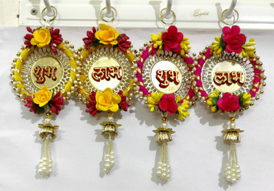 Ritya Creation Shubh-Labh Round Hanging Set with Two Different Designs for Doorways & Entrances Toran(wood)