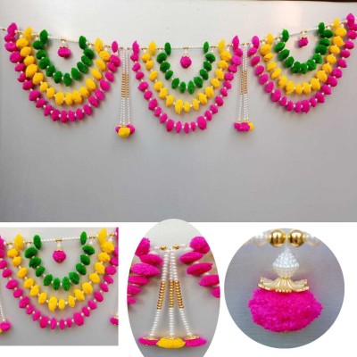 pisco Traditional Entrance Main Door For Stylish Hanging Home Diwali Jhumar Decoration Toran(Woolen, Pom Pom, Beads)