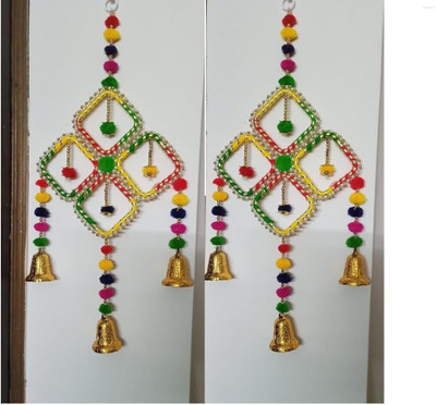 SHREYA-FASHION Hanging Bandarwal for Door Cloth with Thread Work Decorative Latkan Bells Toran(Plastic)