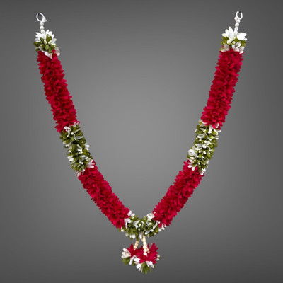 RishiArt Rishi Garland for God Photo Frame Decoration Flowers Pink and White Soft Fabric Garland(Multicolor)