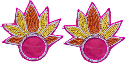 Craft Farm Beaded Kalash Lotus Patch for festival and decoration set of 2 pink Toran