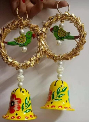 CTW Decorative Wall Door Hanging Latkan Parrot Bells Set of 2 Random Bell Color Toran
