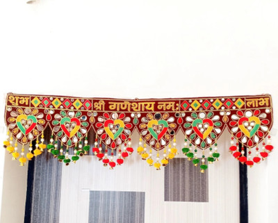 P A HEALTH AND FITNESS Traditional Embroidery/Mirror/Subh-Labh/Moti Work Main Gate Toran/Toranam[3FT] Toran(cotton, Velvet)