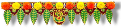Jack Lawrence Ganesh pan Toran With Artificial Yellow Marigold Flower Door Toran(Pack Of 1) Toran(Velvet, Artificial Flower)