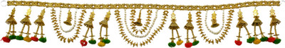 narya traditional Golden Bell and Bead Decorative Toran with Multicolor Pom-Poms Toran(Plastic)