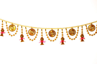 narya traditional Golden Beaded Bell Toran with Intricate Designs Toran(Plastic)