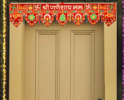 PRIDE STORE Shree Ganeshay Namah Toran 92 Cm Length 18 Cm Height can be use for door and window decoration Inauguration Toran(Cotton)