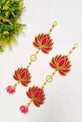 UD HUB 6 Pink lotus diwali home kitchen deorration item for room main gate door Hanging Toran