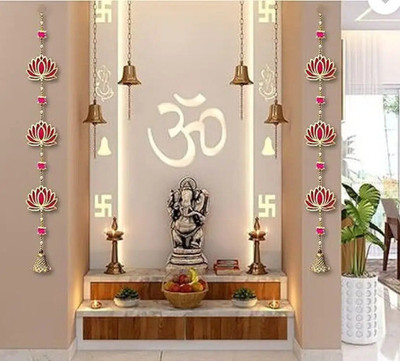 GAV SAKHI HANDICRAFTS Home Temple Decorative Lotus Toran Lord Ganesha Pooja Mandir Wall Hanging Toran(2Piece Handmade Touch)