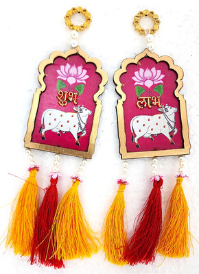 upharkaro Shubh Labh Hanging with MDF Cow Set of 2 Toran(PLASTIC/MDF)