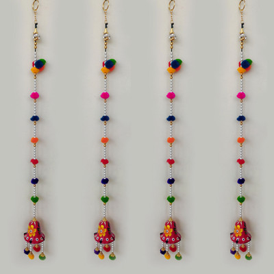 JAIPUR WOOLLEN HANDICRAFT Traditional Pearls Door Hanging Set of 4 Toran(Woolen, Pearls)