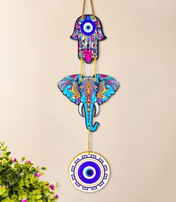 Ascension Elephant Evil Eye Wall Hanging for House Positive Vibe Evil Eye Wall Art Hanging Toran(Wood)