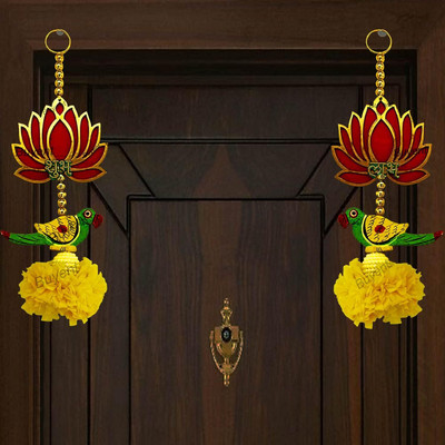 siddhi enterpries Lotus hangings for Decoration | shubh laabh Side Door Hangings| Toran(MDF)