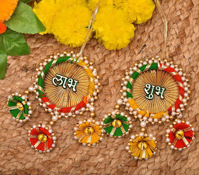 UD HUB shubh labh door wall hanging toran diwali decoration item for home room main get(3 TOPI)