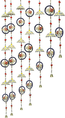 DreamKraft HandcraftedElephant Ring With Umbrella Hangings In Pair For Home Decor Toran(Paper Mache)