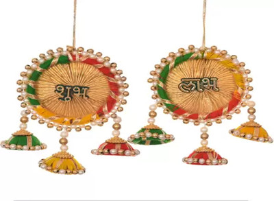 ADIYAL Shubh Labh Door Haging Bandanwar Wall office Pooja Mandir Temple Diwali Toran Candle(Red, Pack of 2)