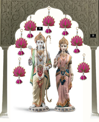 Jack Lawrence Handmade Wall Decor Lotus with jhumki Hanging for festival Ram Mandir Pack of 10 Toran(MDF)