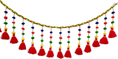 pisco Bandarwal Woolen Door Handmade Navratri Pongal, Durga Pooja, Diwali Decoration Toran(Pom Pom, Beads, Wool)