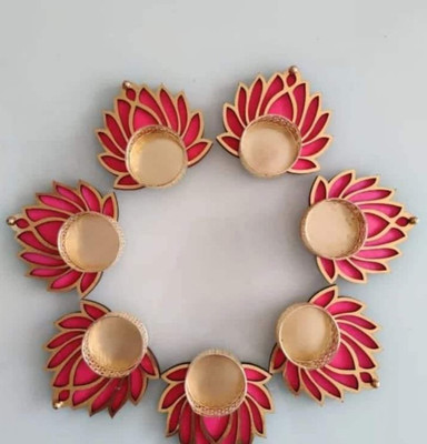 Nutts Handmade Tea Light With Lotus for Home Decor All Festival Décor Toran(Plastic, Cardboard)