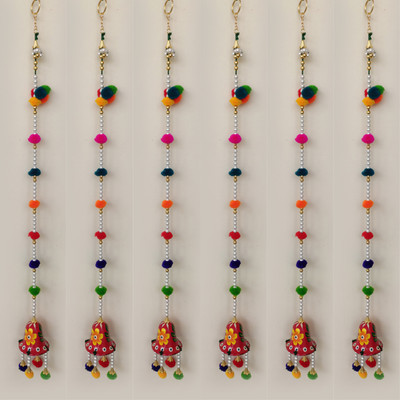JAIPUR WOOLLEN HANDICRAFT Handmade Door Hanging - Set of 6 Toran(pearls)