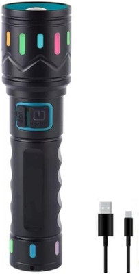Lipzie Rechargeable 80W LED Torch – Compact, Long-Range, 3 Light Modes Torch(Black, 15 cm, Rechargeable)