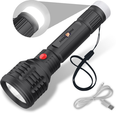 Sunaze 2 In 1 Light Mode Rechargeable Handy 50W Long Range Torch Light 1200mAh Battery 5 hrs Torch Emergency Light(Black)