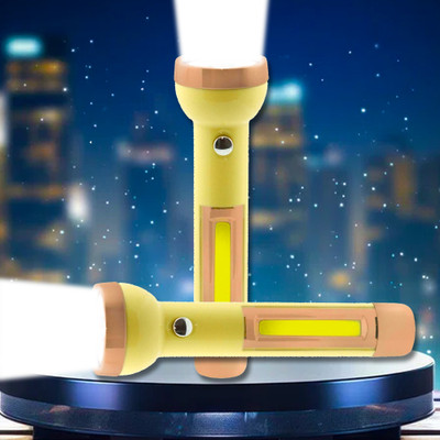 JY-SUPER 2-in-1 Rechargeable Torch & Emergency Light – Compact & Powerful Torch(Yellow, 4 cm, Rechargeable)