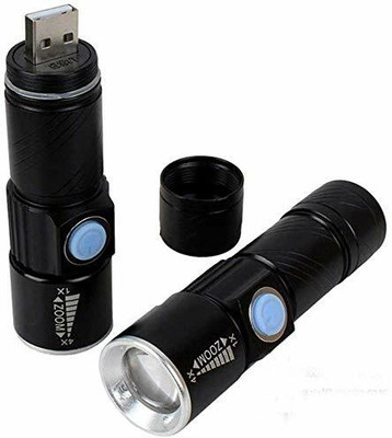 KH LED Flashlight Rechargeable 350 Lumen,type 02 Torch(Black, 2 cm, Rechargeable)