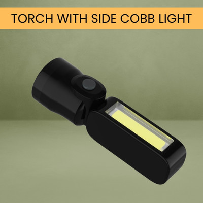 Guggu USB Rechargeable Torch with Ultra-Bright LED Front and Side Angle COBB LightV12 Torch(Multicolor, 15 cm, Rechargeable)