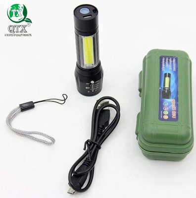 QTX TM 4Mode Small Sun 500 Meter Zoomable Waterproof Torchlight Torch(Black, 7 cm, Rechargeable)