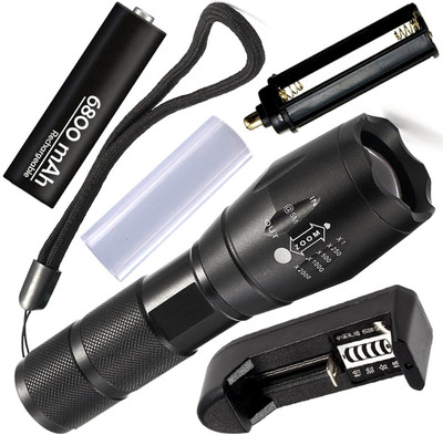 jkl ZA Waterproof Search Light Emergency Light 500 Meter Long Beam 5 Mode Flashlight Torch(Black, 13 cm, Rechargeable)