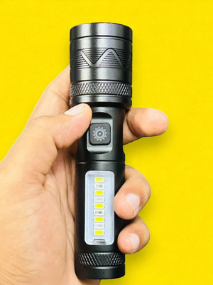 Stybits X583 (ZOOMABLE METAL LED TORCH) 3 Modes Flashlight, Super Bright Torch(Black, 4 cm, Rechargeable)