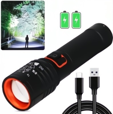 Zeus Volt Torch Lamp LED Ultra Bright,Rechargeable Lithium Torch(Black, 15 cm, Rechargeable)