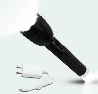 Zeno volt Powerful Rechargeable Torch Battery Changeable Waterproof Zoomable Flashlight Torch(Black, 16 cm, Rechargeable)